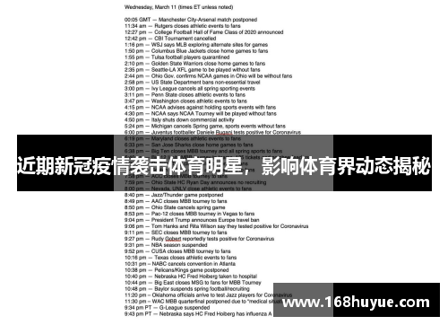 近期新冠疫情袭击体育明星，影响体育界动态揭秘